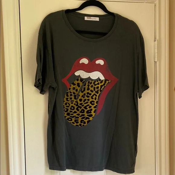 Daydreamer x Free People Rolling Stones Graphic Tee with Leopard Tongue - Picture 1 of 6